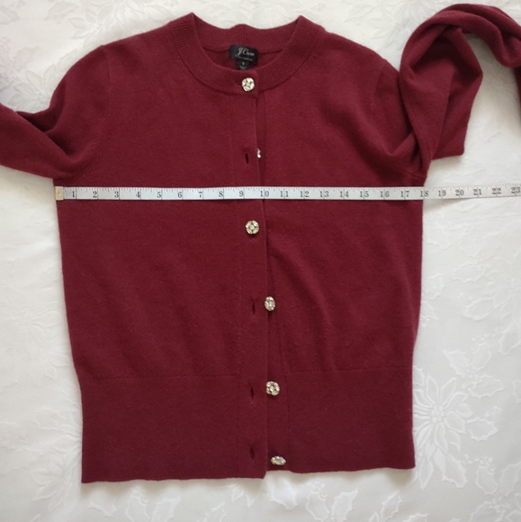 J Crew 100% cashmere cardigan burgundy - Picture 4 of 9